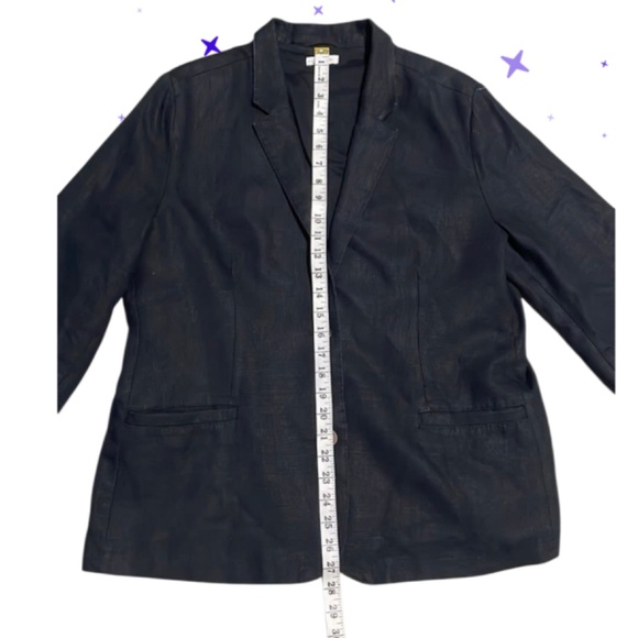 Garnet Hill Black Linen Blazer Size 16 - Picture 6 of 8